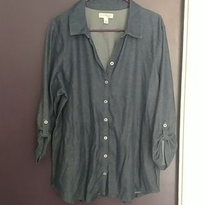Denim button down top